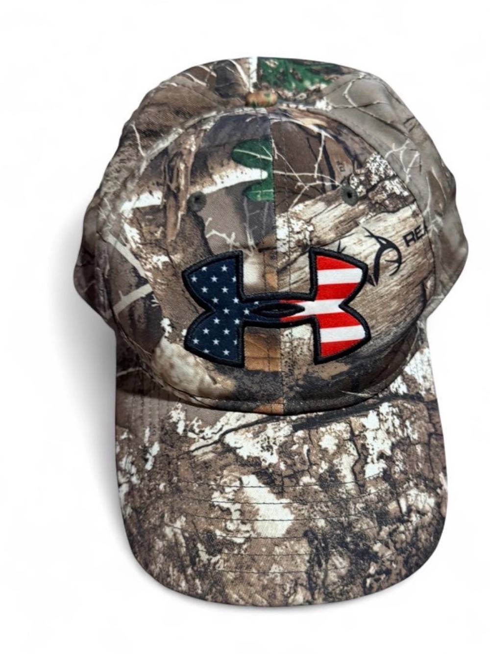 Under Armour Camo Cap with American Flag Logo - Brown Green